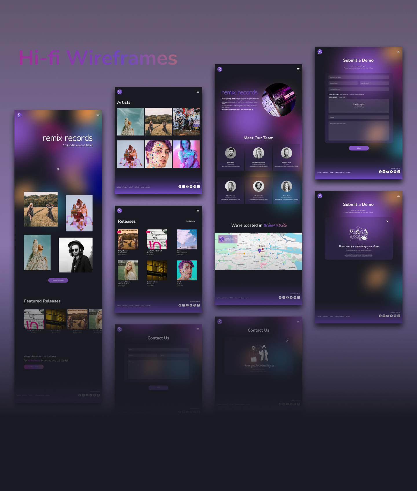 Remix Records Hi-fidelity Wireframes